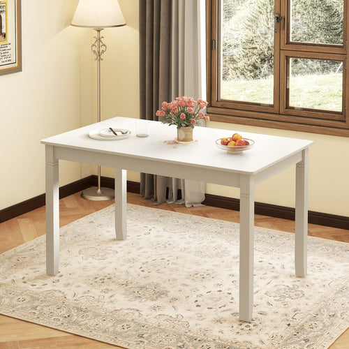 48-Inch Wooden Dining Table for 4 People Rectangular Kitchen Table with Rubber Wood Legs, Cream White