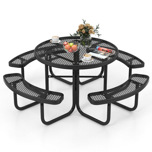 45 Inches Round Picnic Table And Bench Set For 8, Black Picnic Tables Black at Gallery Canada