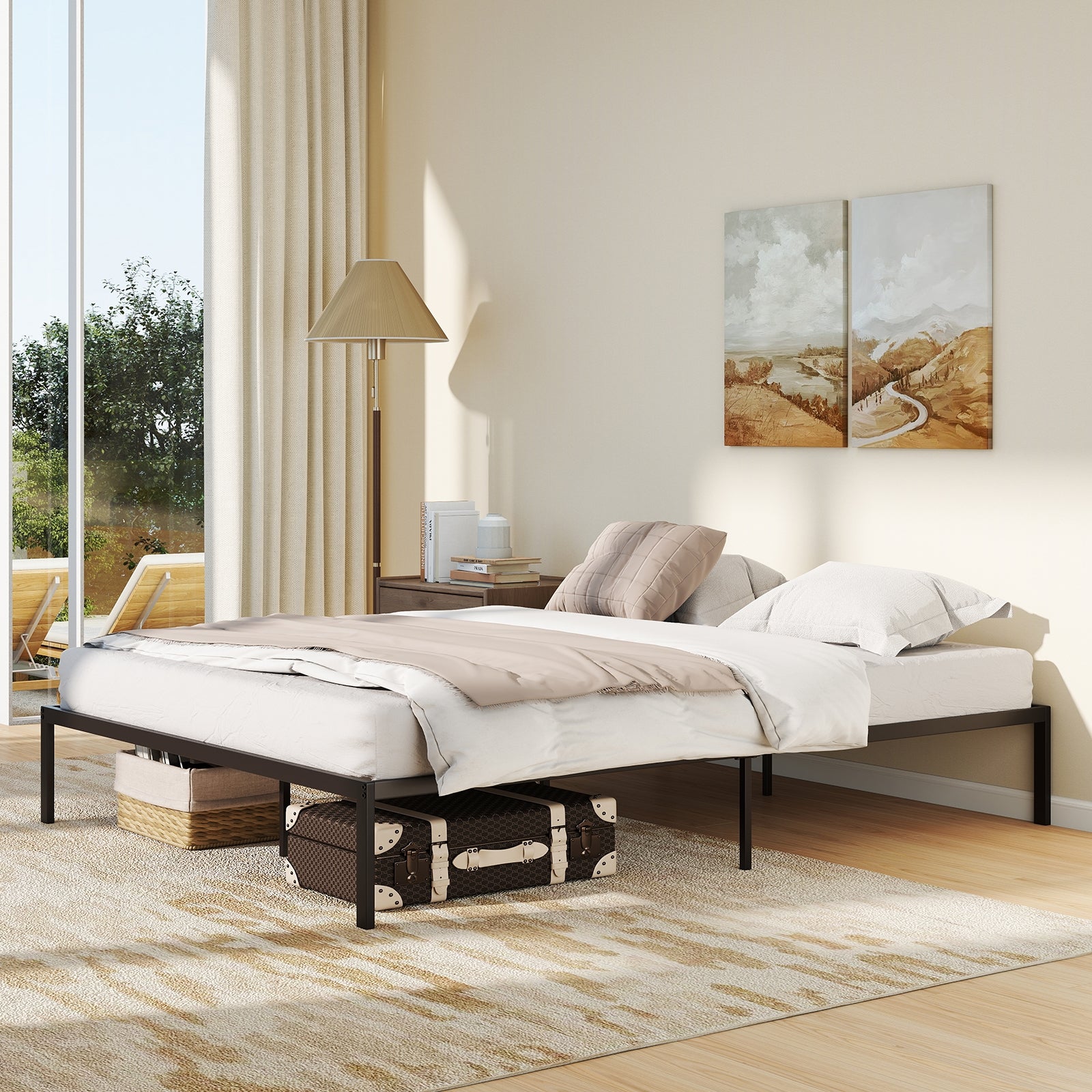 Full/Queen/King Size Metal Bed Frame Heavy Duty Support Slats Mattress Foundation-Queen Size, Black Simple Bed Frame at Gallery Canada