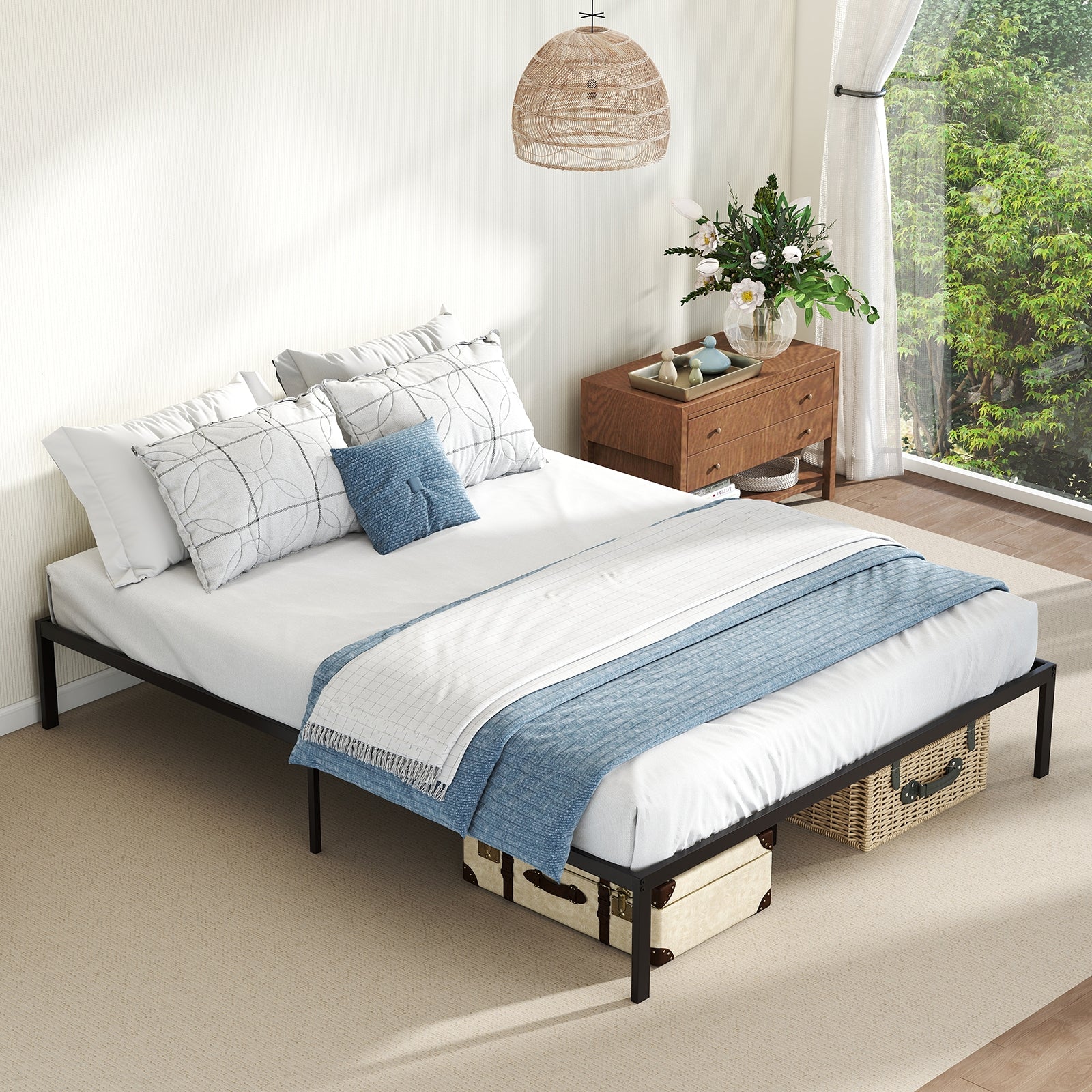 Full/Queen/King Size Metal Bed Frame Heavy Duty Support Slats Mattress Foundation-Queen Size, Black Simple Bed Frame at Gallery Canada