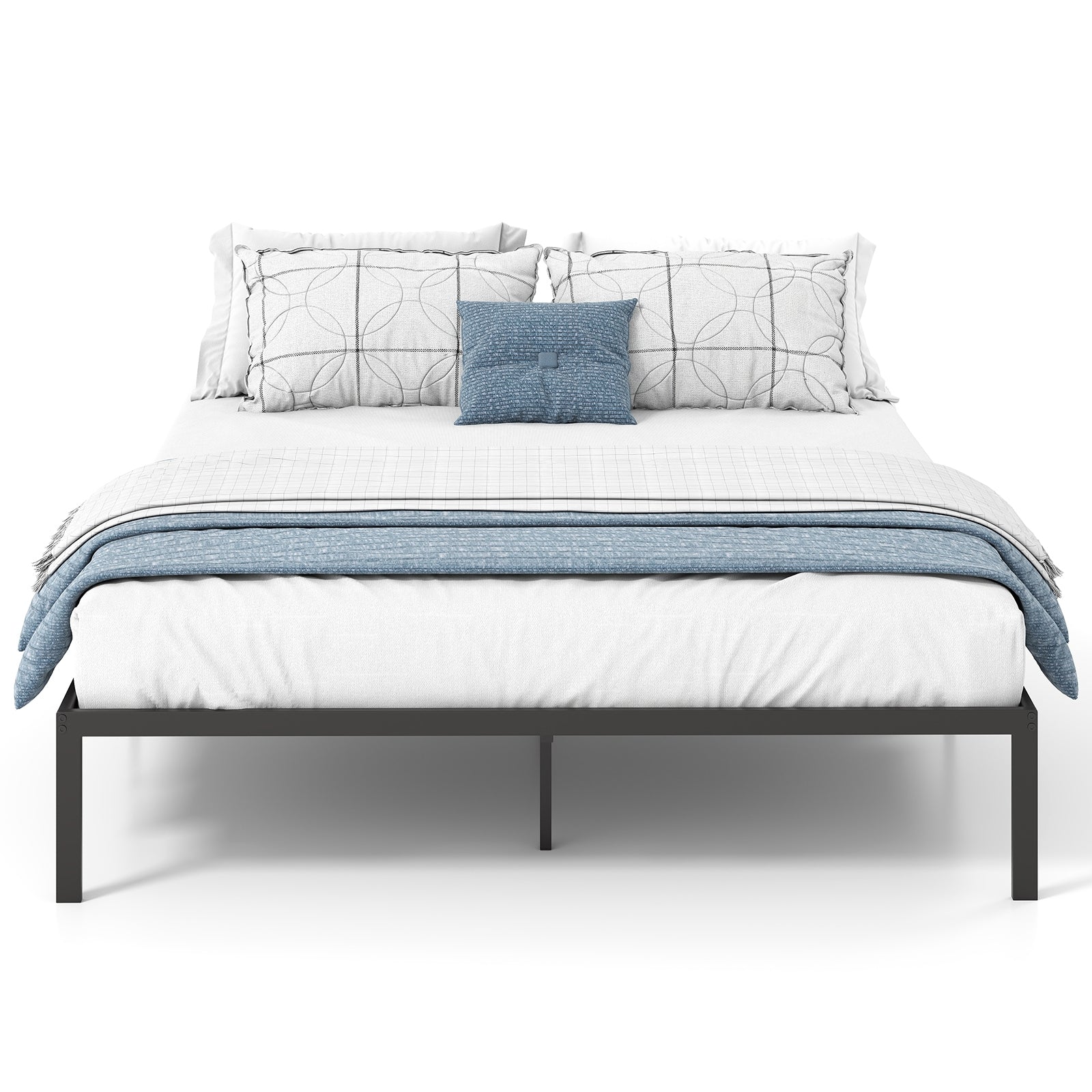 Full/Queen/King Size Metal Bed Frame Heavy Duty Support Slats Mattress Foundation-Queen Size, Black Simple Bed Frame at Gallery Canada