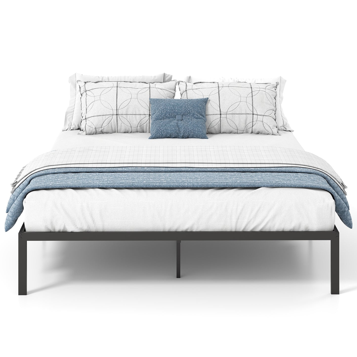 Full/Queen/King Size Metal Bed Frame Heavy Duty Support Slats Mattress Foundation-Queen Size, Black Simple Bed Frame at Gallery Canada