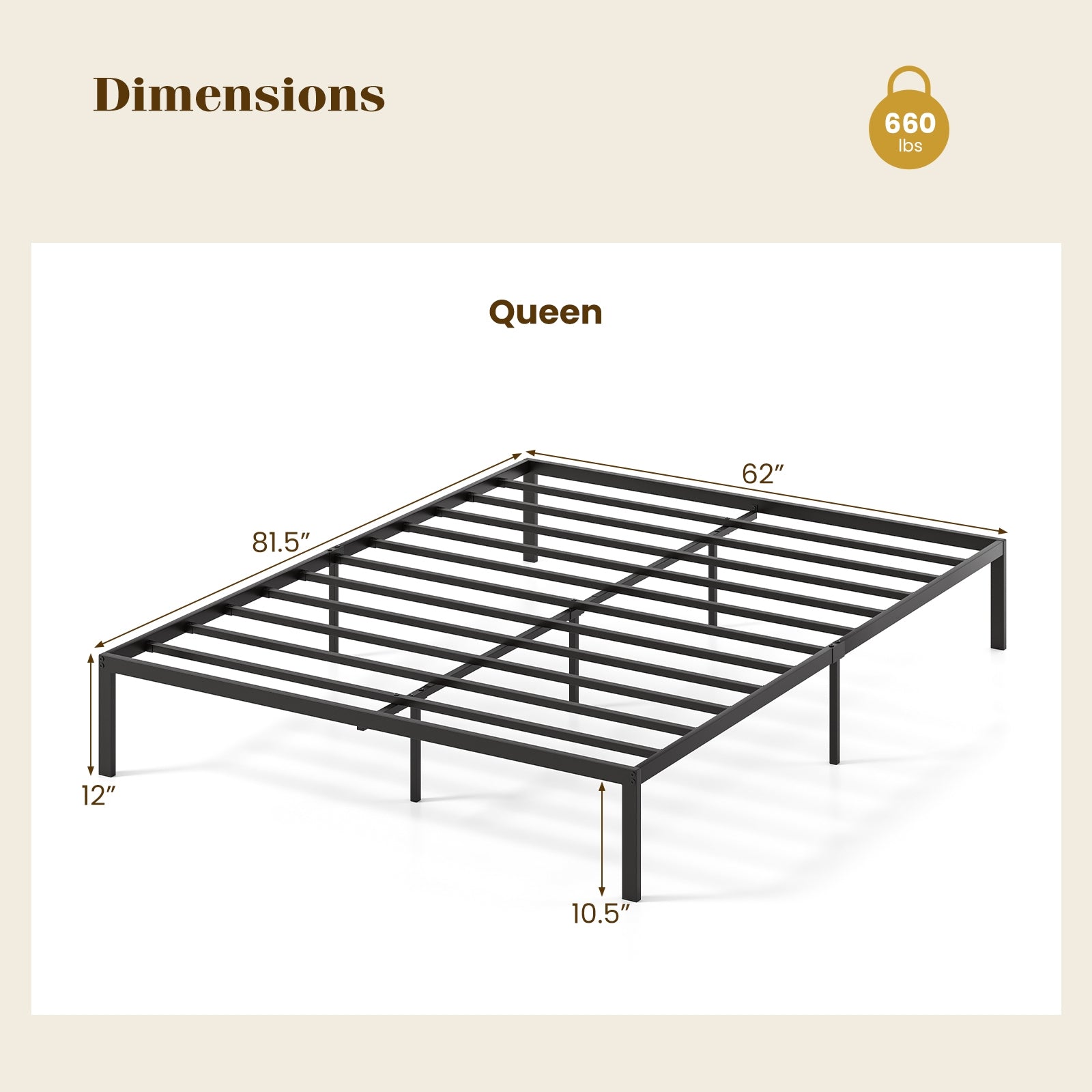 Full/Queen/King Size Metal Bed Frame Heavy Duty Support Slats Mattress Foundation-Queen Size, Black Simple Bed Frame at Gallery Canada