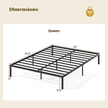Full/Queen/King Size Metal Bed Frame Heavy Duty Support Slats Mattress Foundation-Queen Size, Black Simple Bed Frame at Gallery Canada