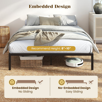 Full/Queen/King Size Metal Bed Frame Heavy Duty Support Slats Mattress Foundation-Queen Size, Black Simple Bed Frame at Gallery Canada