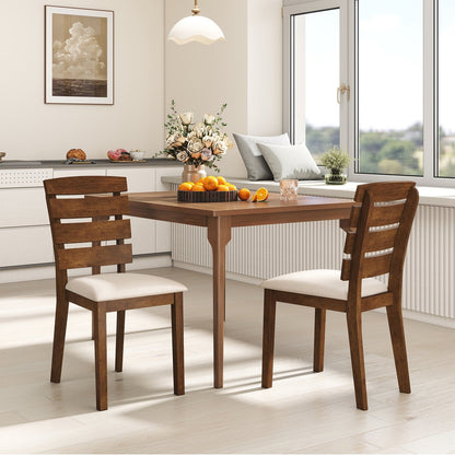 Dining Chair Set of 2 with Slatted High Backrest and Rubber Wood Legs, Brown Dining Chairs at Gallery Canada