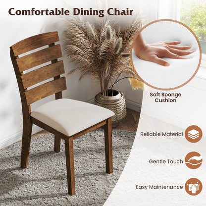 Dining Chair Set of 2 with Slatted High Backrest and Rubber Wood Legs, Brown Dining Chairs at Gallery Canada