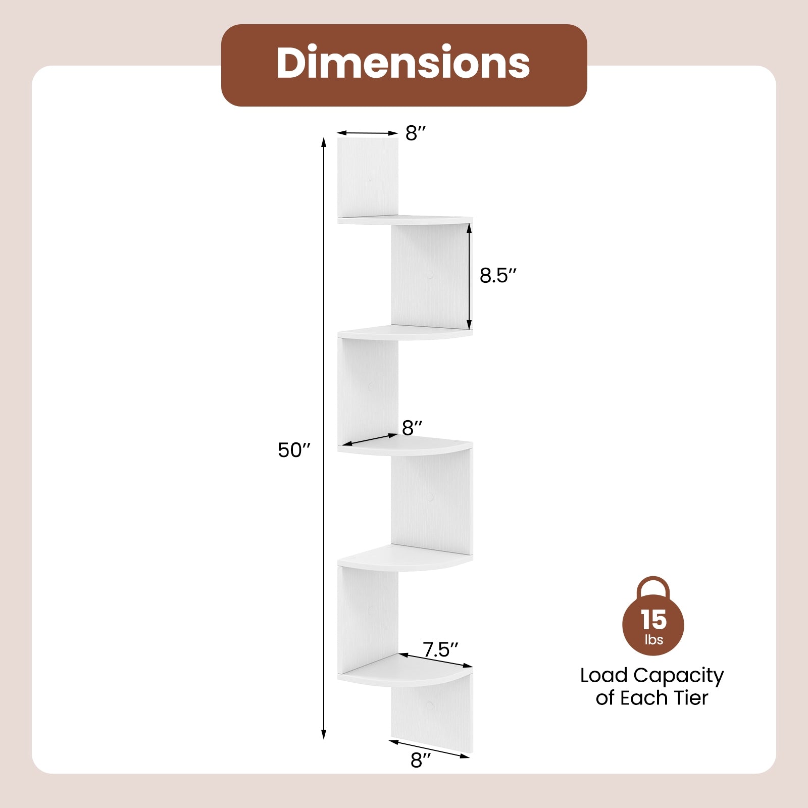 5-Tier Corner Shelf Floating Bookshelf Wall Mounted Storage Organizer, White Bookcases at Gallery Canada