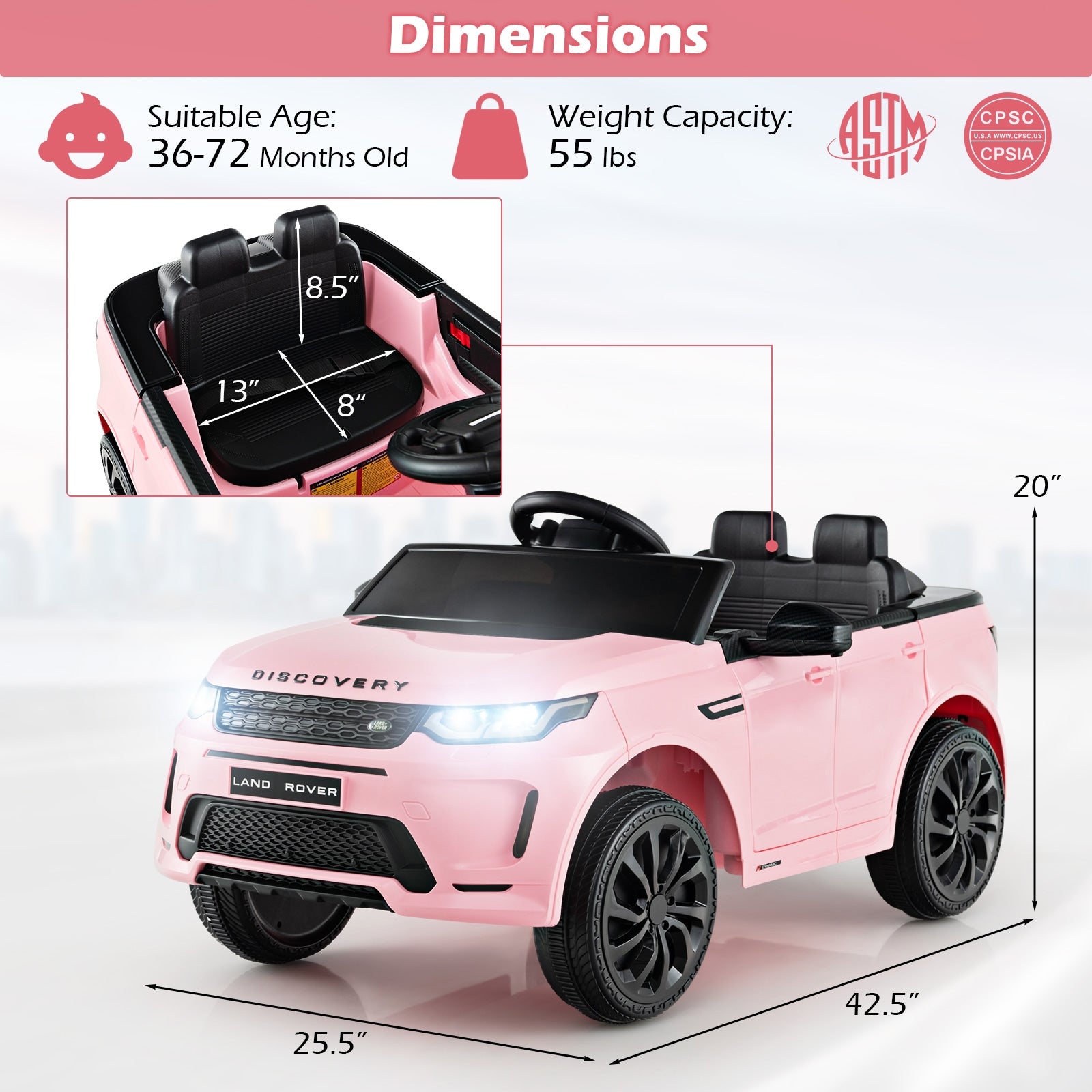 12V Kids Ride On Car, Remote Control, Lockable Doors, Pink Powered Ride On Toys at Gallery Canada