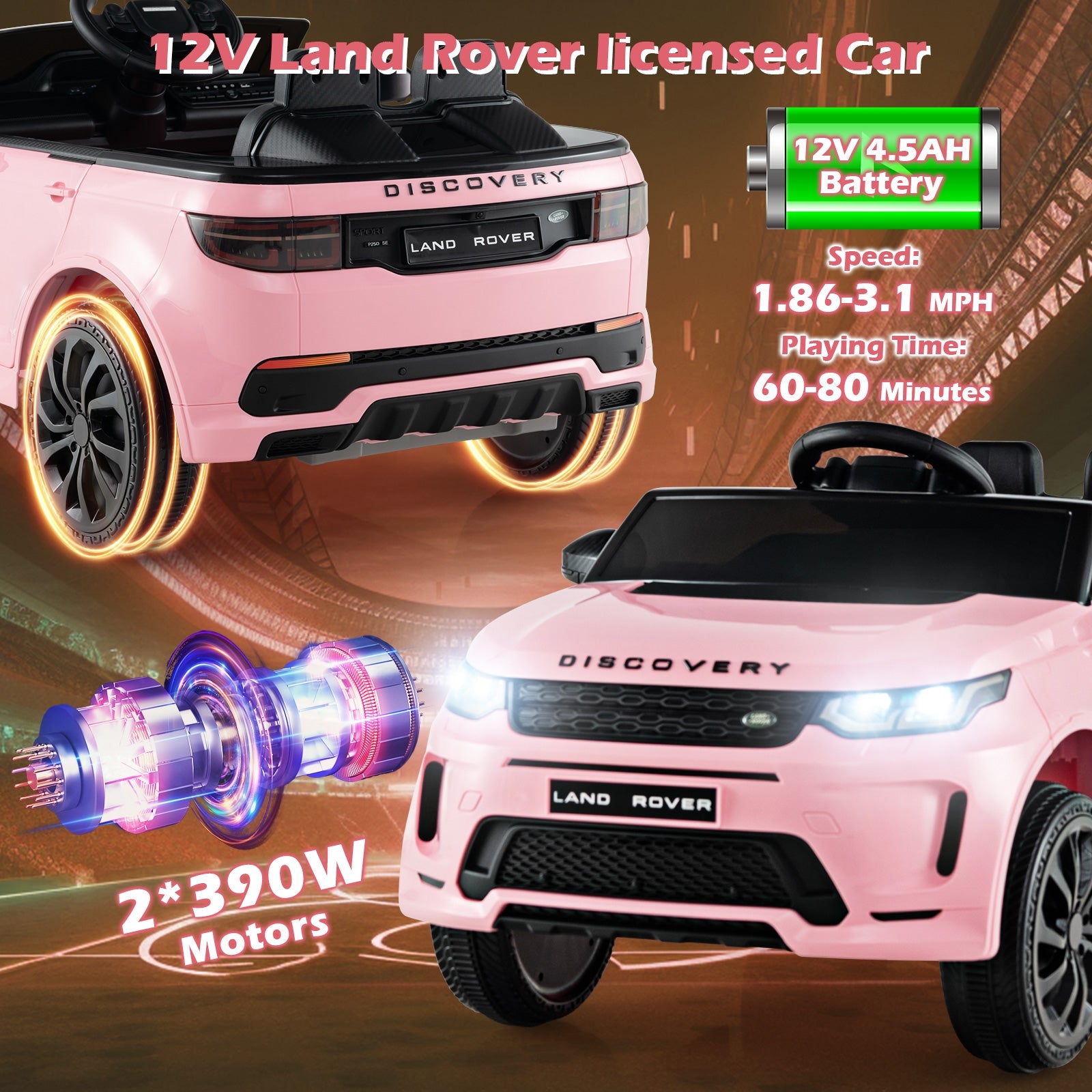 12V Kids Ride On Car, Remote Control, Lockable Doors, Pink Powered Ride On Toys at Gallery Canada