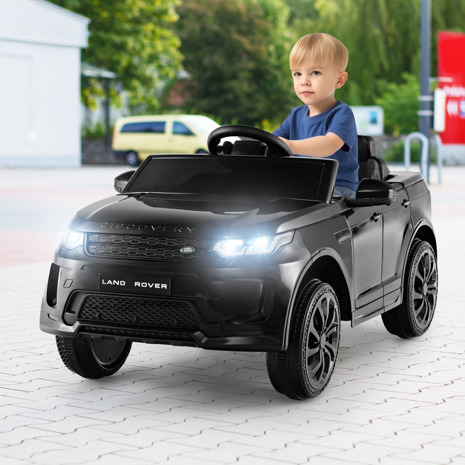 12V Kids Ride On Car with Remote Control Lockable Doors Slow Start System and LED Lights, Black Powered Ride On Toys at Gallery Canada