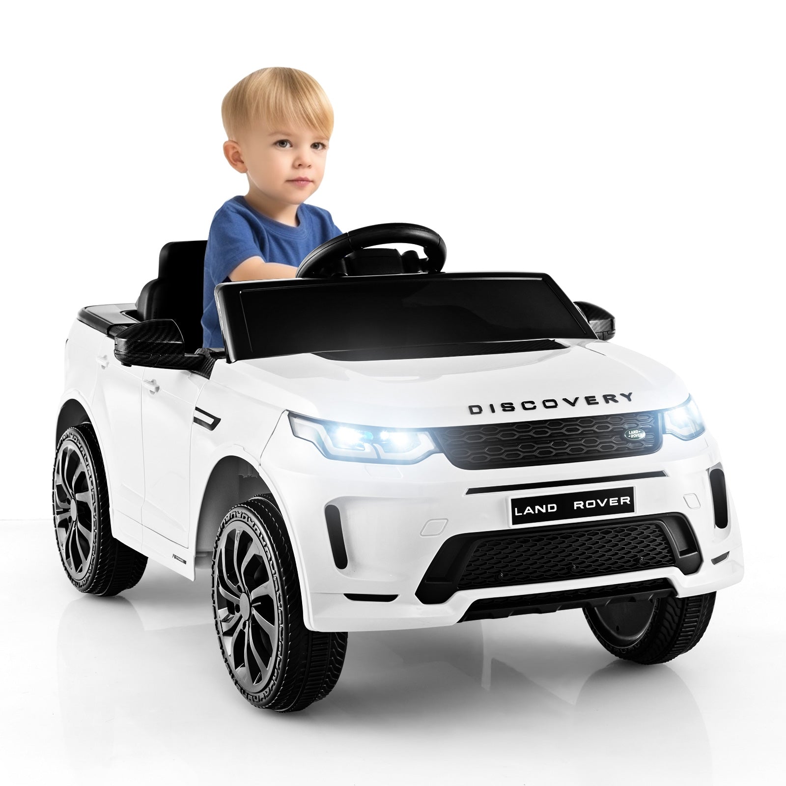 12V Kids Ride On Car with Remote Control Lockable Doors Slow Start System and LED Lights, White Powered Ride On Toys at Gallery Canada