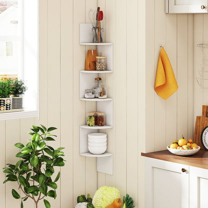 5-Tier Corner Shelf Floating Bookshelf Wall Mounted Storage Organizer, White Bookcases at Gallery Canada