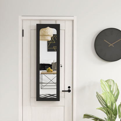 Door Hanging Mirror Jewelry Armoire with Full Length Mirror and 6 Drawers, Black Jewelry Armoires at Gallery Canada