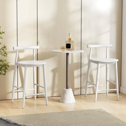 Counter Height Bar Chair Set with Acacia Wood Frame and Supporting Legs, White Bar Stools at Gallery Canada