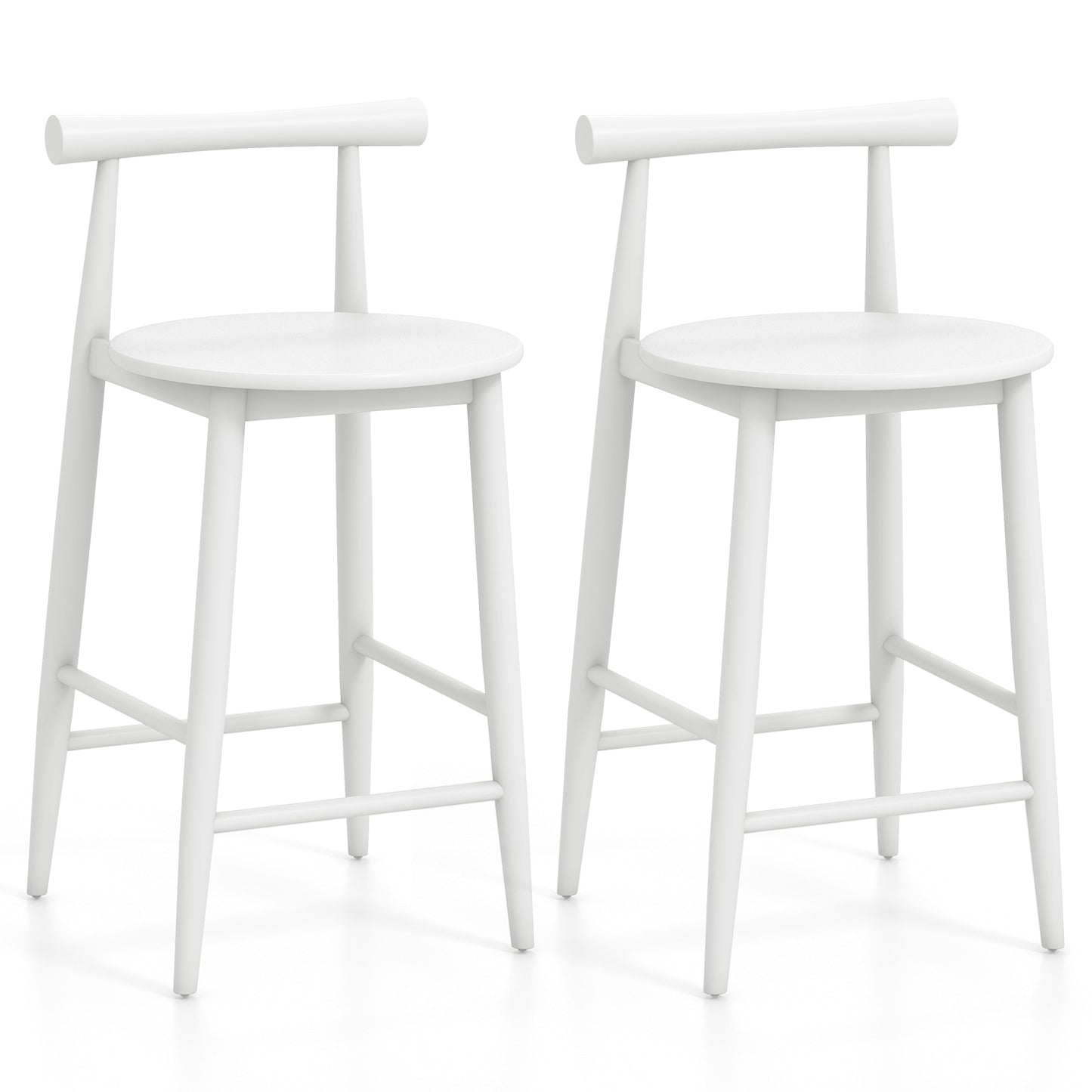 Counter Height Bar Chair Set with Acacia Wood Frame and Supporting Legs, White Bar Stools White at Gallery Canada