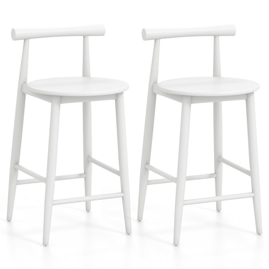 Counter Height Bar Chair Set with Acacia Wood Frame and Supporting Legs, White Bar Stools White at Gallery Canada