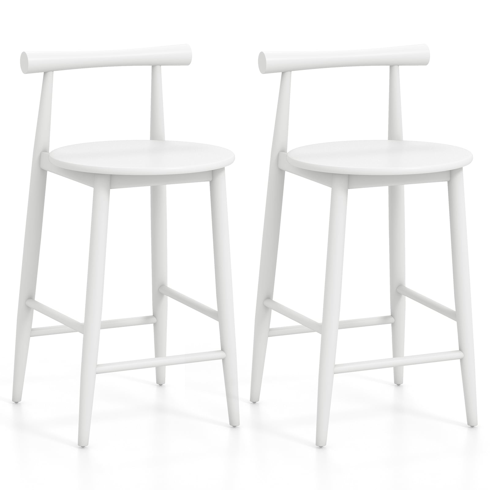 Counter Height Bar Chair Set, Acacia Wood Frame, White Bar Stools at Gallery Canada