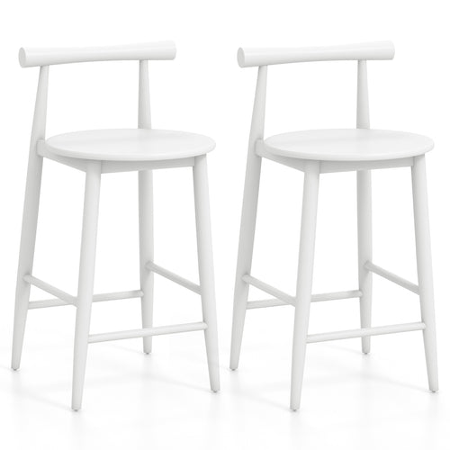 Counter Height Bar Chair Set with Acacia Wood Frame and Supporting Legs, White