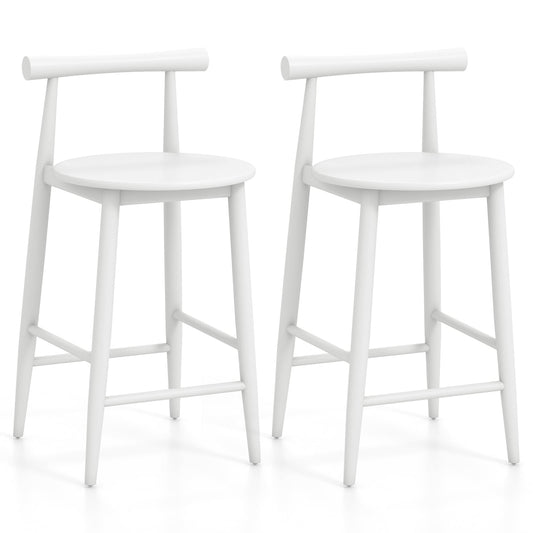 Counter Height Bar Chair Set, Acacia Wood Frame, White