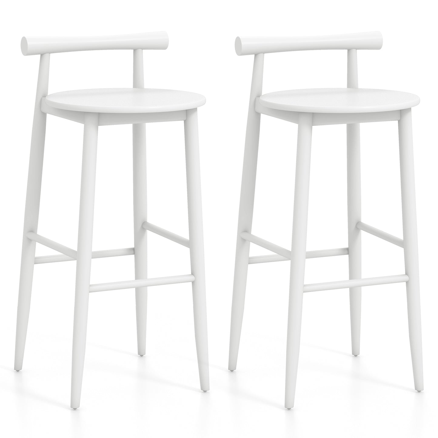 Wooden Bar Chair Set, 2 Chairs With Backrest And Footrest, White Bar Stools at Gallery Canada