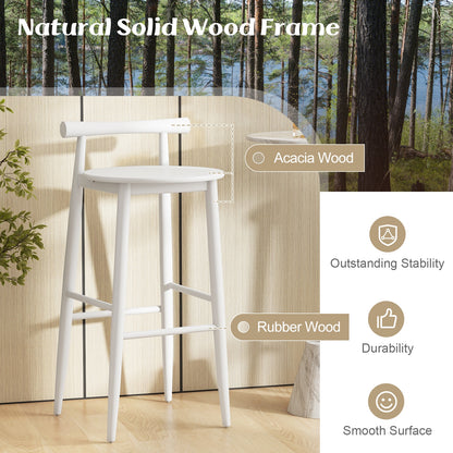 Wooden Bar Chair Set of 2 with Backrest and Footrest for Home Restaurant Cafe, White Bar Stools at Gallery Canada