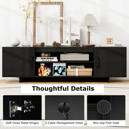 TV Stand with Power Outlet and 2 Cable Holes for 65 Inch TVs, Black Entertainment Centers & TV Stands at Gallery Canada