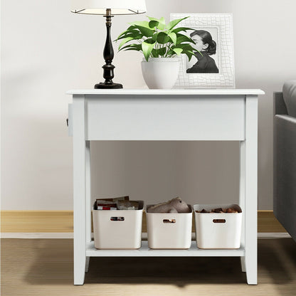2 Tier End Bedside Sofa Side Table Narrow Nightstand, White End & Side Tables at Gallery Canada