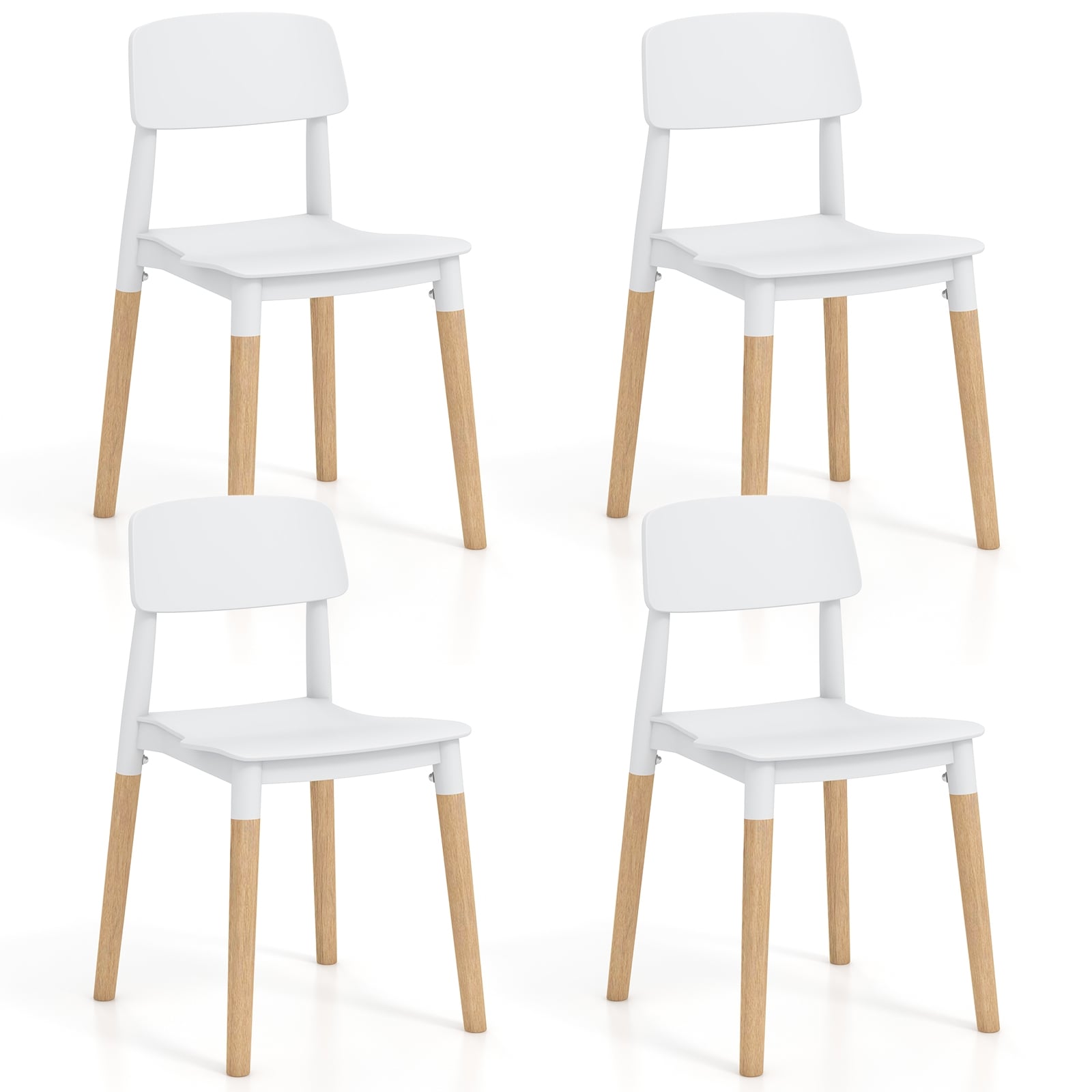Modern Dining Side Chairs Set of 4, Ergonomic Backrest, White Dining Chairs White at Gallery Canada