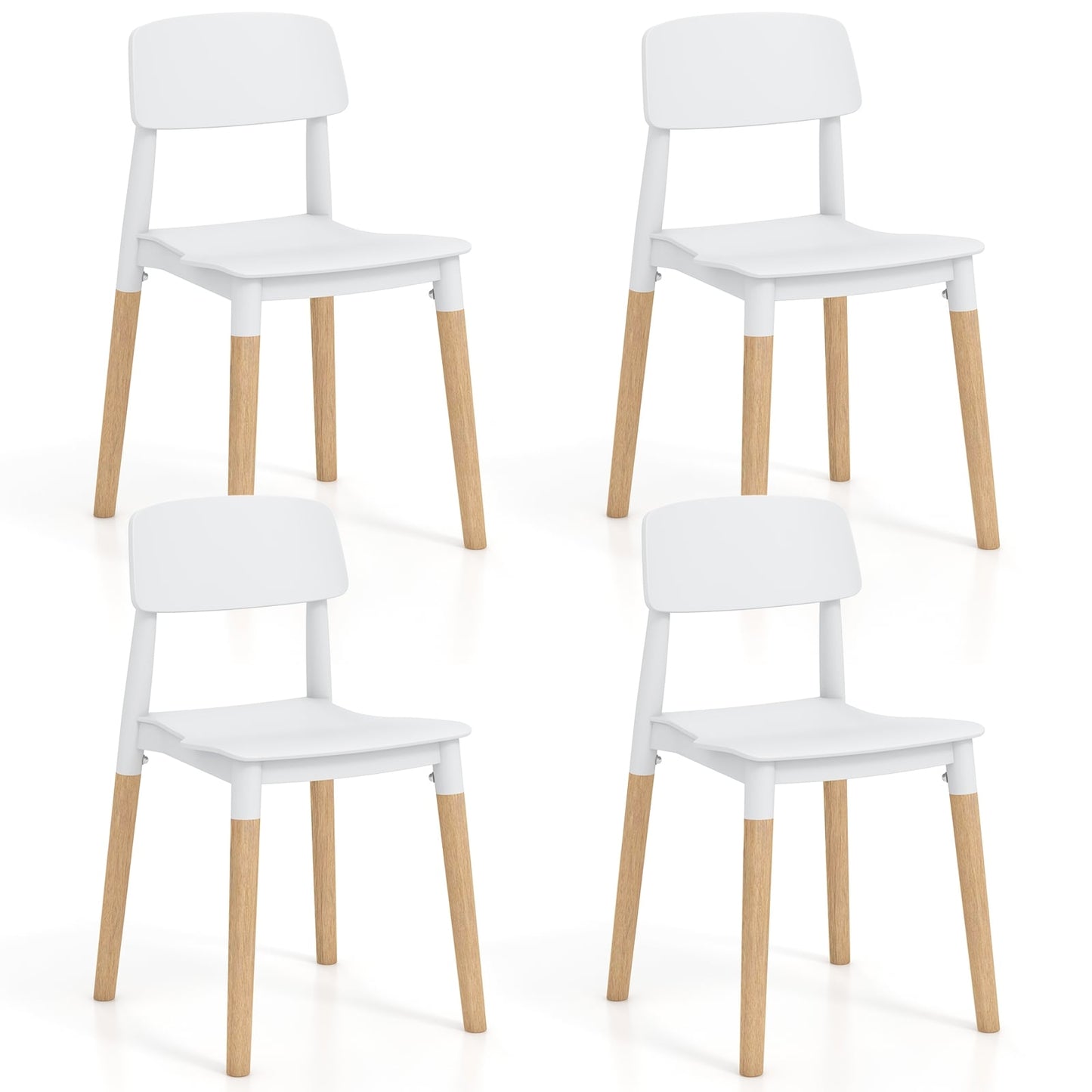 Modern Dining Side Chairs Set of 4, Ergonomic Backrest, White Dining Chairs White at Gallery Canada