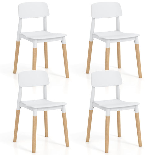 Modern Dining Side Chairs Set of 4, Ergonomic Backrest, White