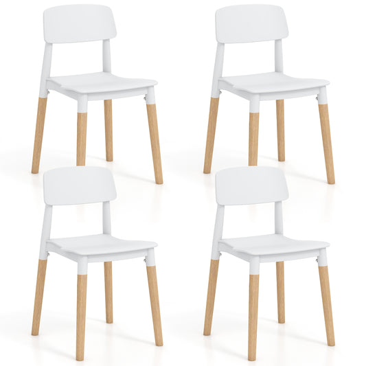 Modern Dining Side Chairs Set of 4, Ergonomic Backrest, White