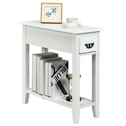 2 Tier End Bedside Sofa Side Table Narrow Nightstand, White End & Side Tables at Gallery Canada