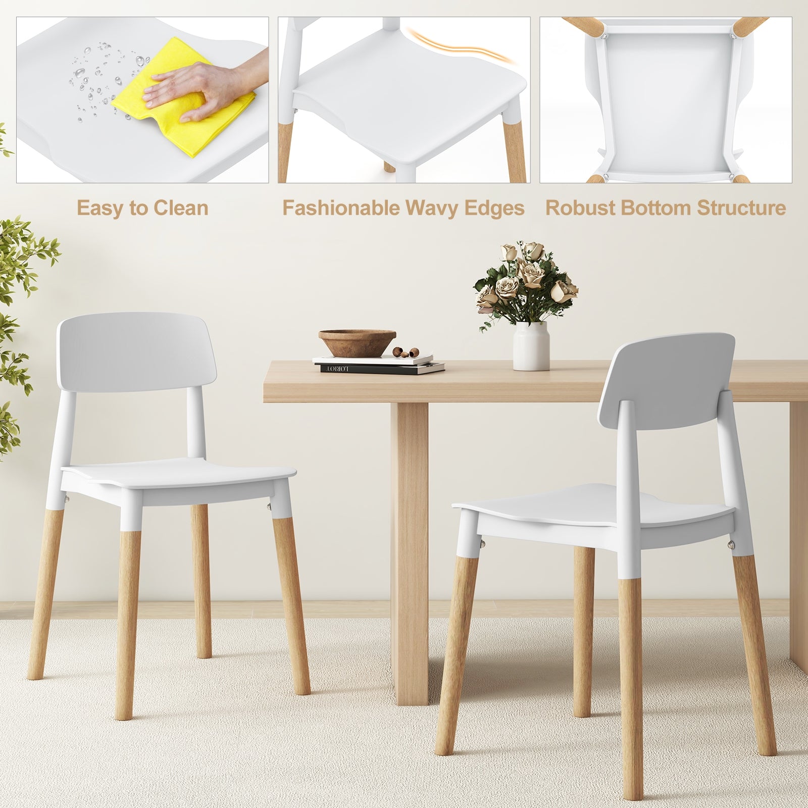 Modern Dining Side Chairs Set of 4 with Ergonomic Backrest for Dining Room, White Dining Chairs at Gallery Canada