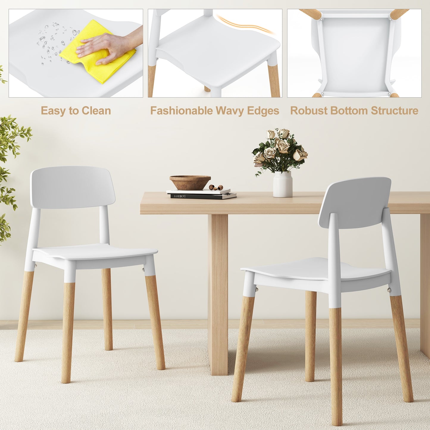 Modern Dining Side Chairs Set of 4 with Ergonomic Backrest for Dining Room, White Dining Chairs at Gallery Canada