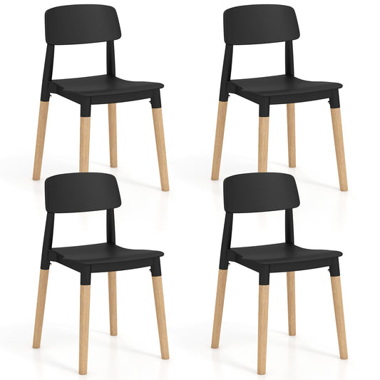 Modern Dining Side Chairs, Set of 4, Ergonomic Backrest, Black Dining Chairs Black at Gallery Canada