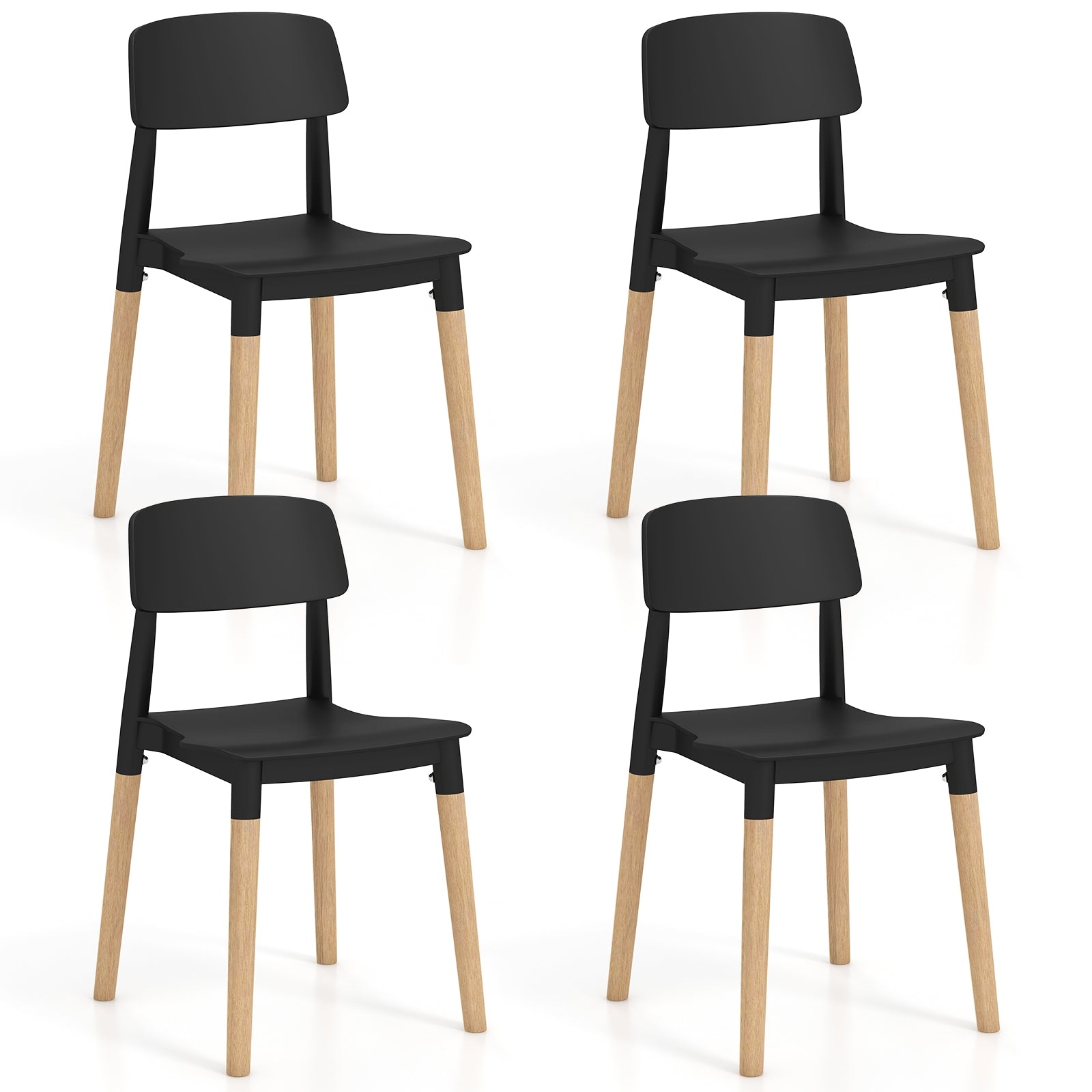 Modern Dining Side Chairs, Set of 4, Ergonomic Backrest, Black Dining Chairs at Gallery Canada