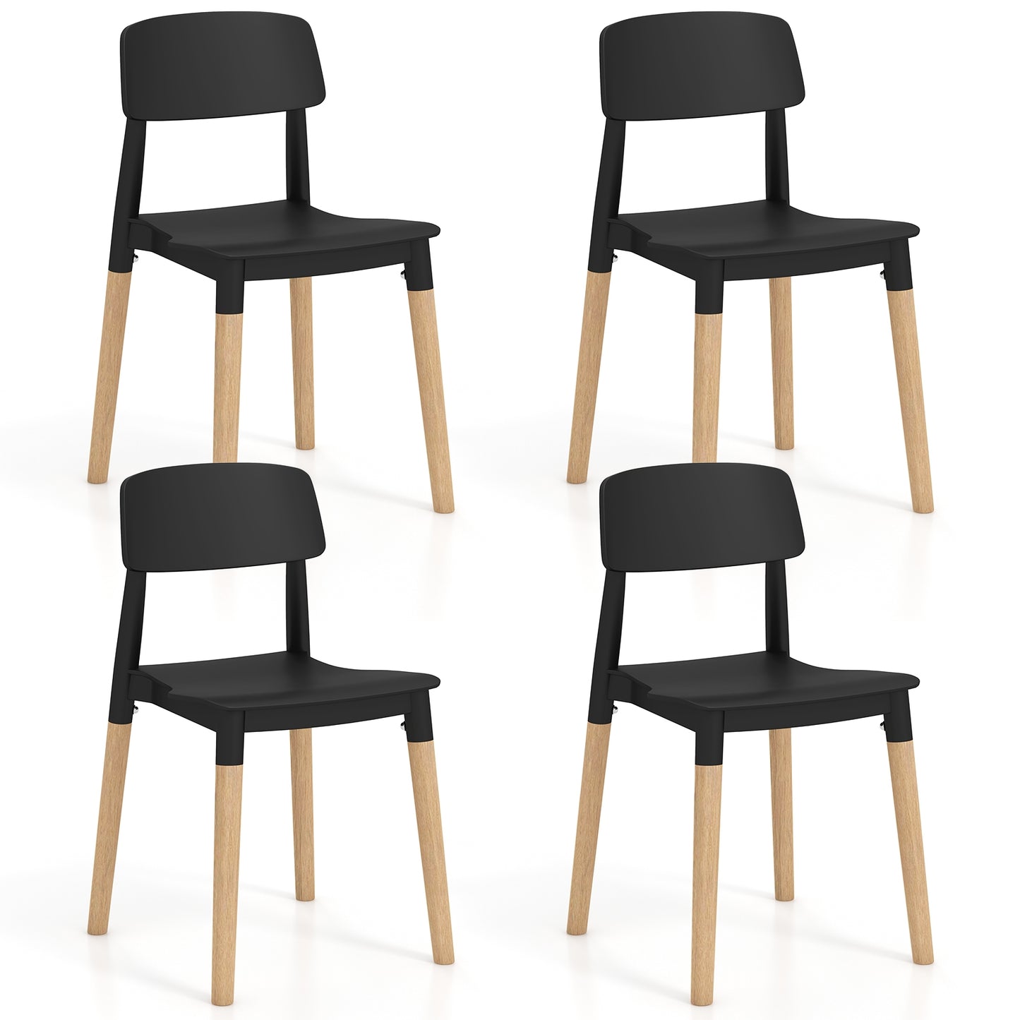 Modern Dining Side Chairs, Set of 4, Ergonomic Backrest, Black Dining Chairs at Gallery Canada