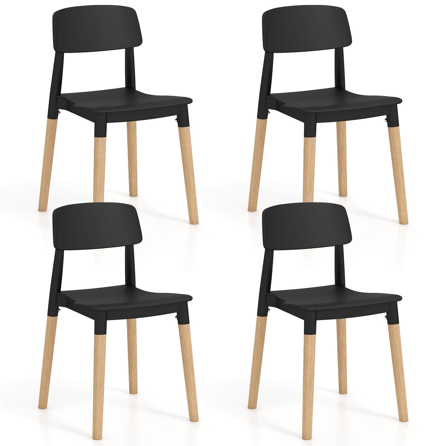 Chaises de salle à manger modernes, lot de 4, dossier ergonomique, noir