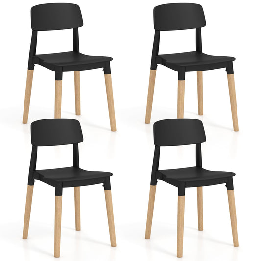 Modern Dining Side Chairs, Set of 4, Ergonomic Backrest, Black