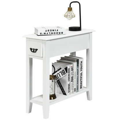 2 Tier Narrow End Bedside Table, White End & Side Tables White at Gallery Canada