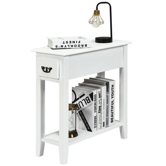 2 Tier Narrow End Bedside Table, White End & Side Tables White at Gallery Canada