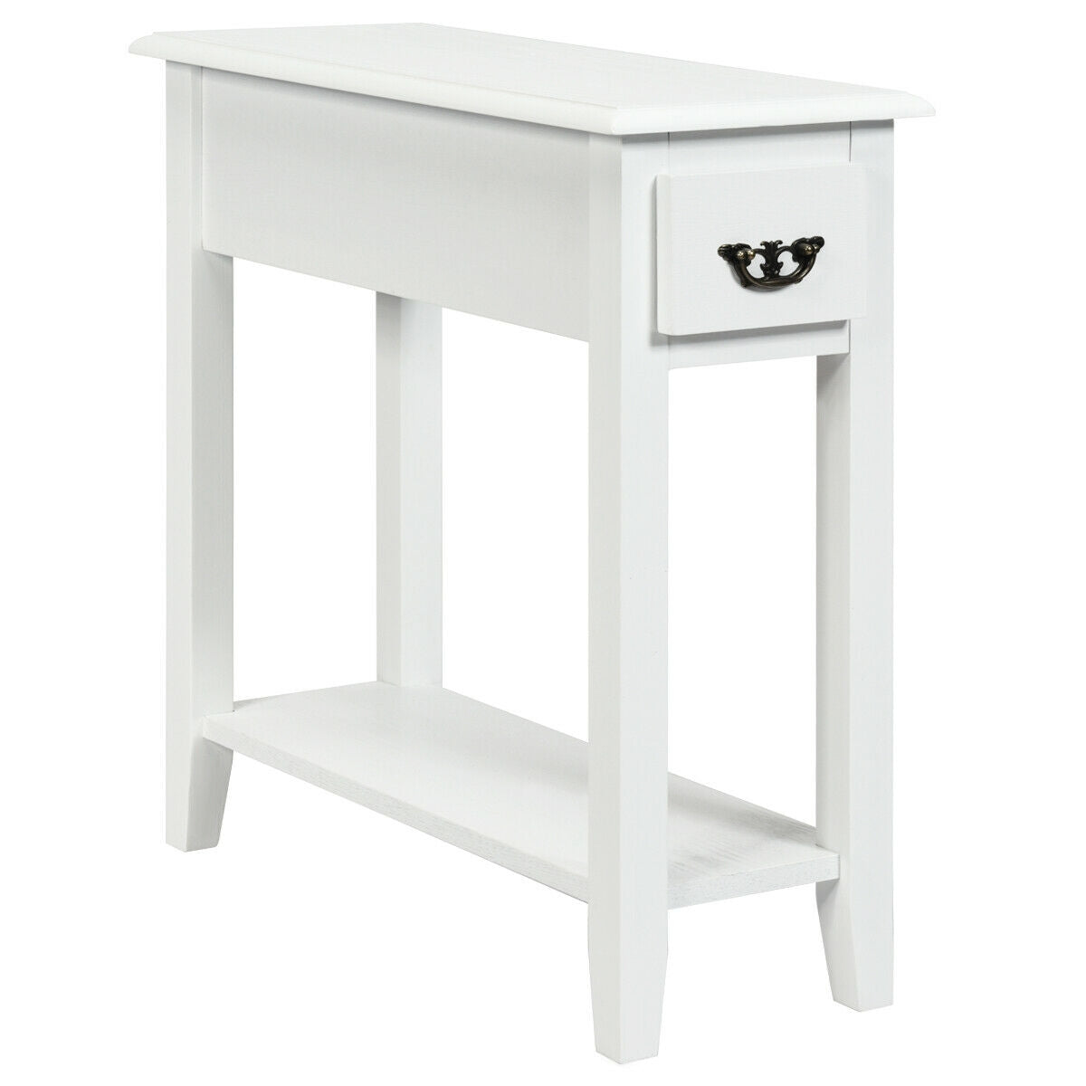 2 Tier End Bedside Sofa Side Table Narrow Nightstand, White End & Side Tables at Gallery Canada