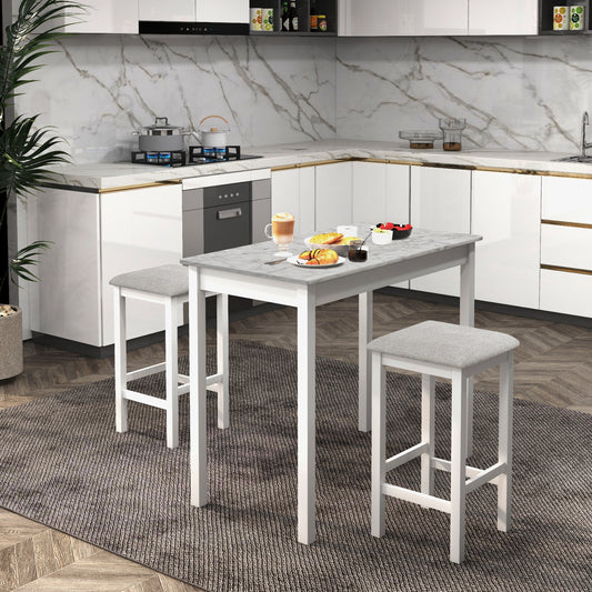 3-Piece Bar Table Set Dining Table and 2 Bar Stools, White Dining Room Sets White at Gallery Canada