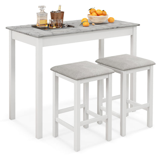 3-Piece Bar Table Set Dining Table and 2 Bar Stools, White Dining Room Sets White at Gallery Canada