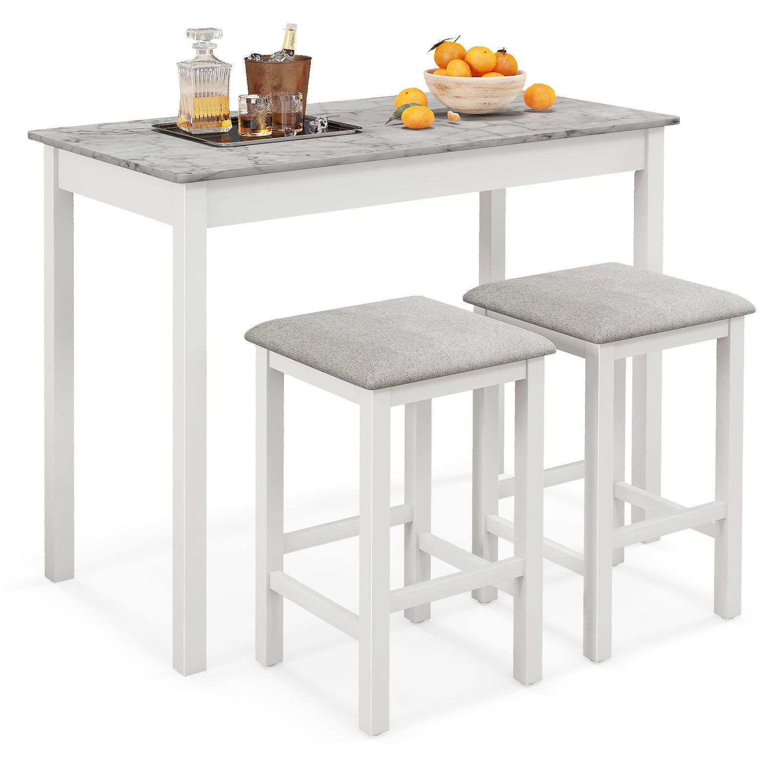 3-Piece Bar Table Set, Dining Table And 2 Bar Stools, White Dining Room Sets White at Gallery Canada