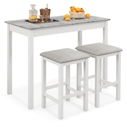 3-Piece Bar Table Set, Dining Table And 2 Bar Stools, White Dining Room Sets White at Gallery Canada