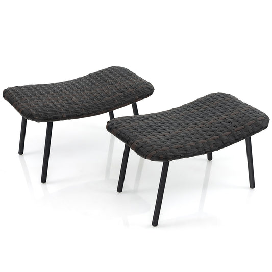 All Weather Outdoor Ottomans Set Patio Footrest Seats Set with Sturdy Metal Legs , Brown Ottomans Brown at Gallery Canada