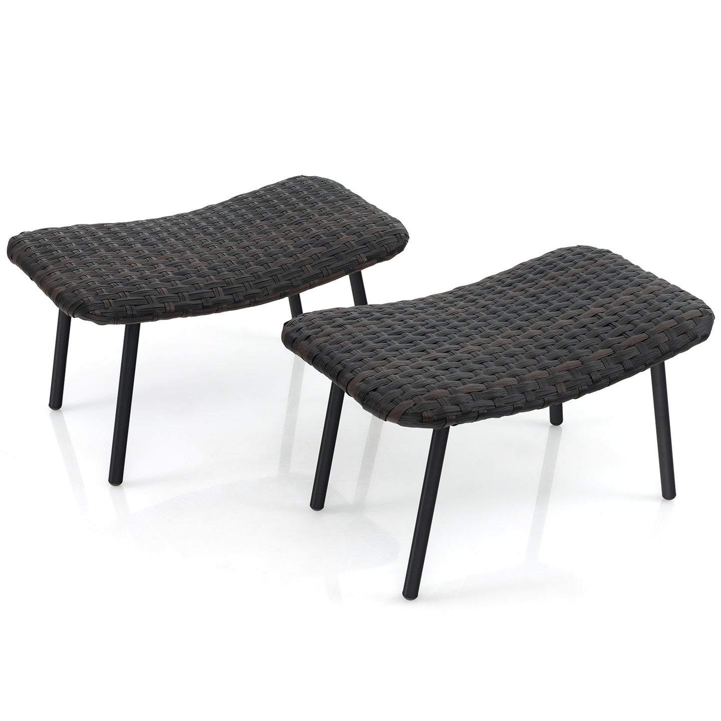 All Weather Outdoor Ottomans Set Patio Footrest Seats Set with Sturdy Metal Legs , Brown Ottomans at Gallery Canada