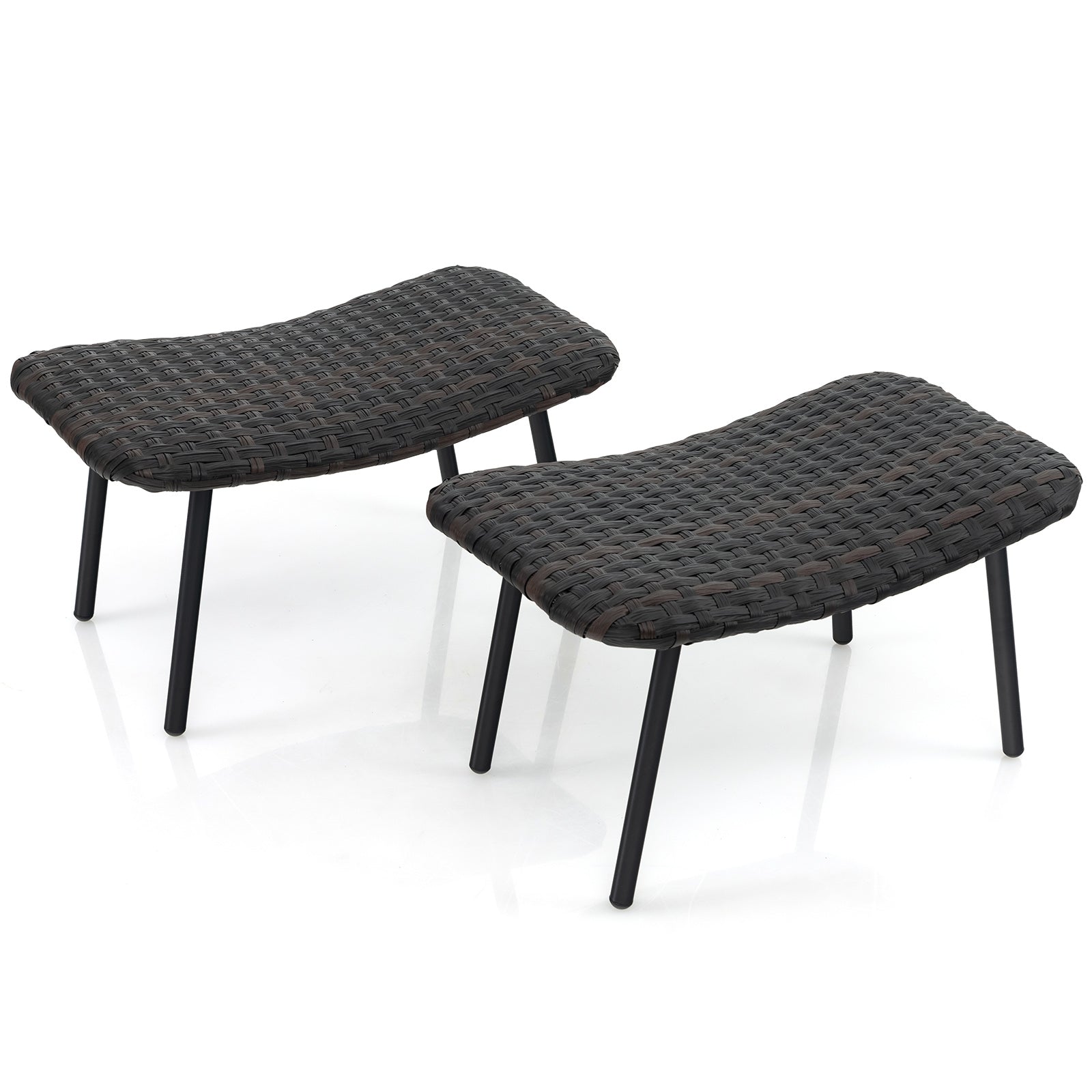 All Weather Outdoor Ottomans Set Patio Footrest Seats Set with Sturdy Metal Legs , Brown Ottomans at Gallery Canada